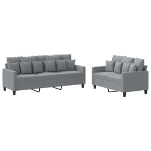 vidaXL Ensemble de canap&eacute;s 2 pcs avec coussins Gris clair Tissu
