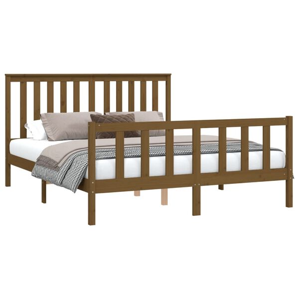 vidaXL Cadre de lit sans matelas marron miel 160x200cm bois pin massif