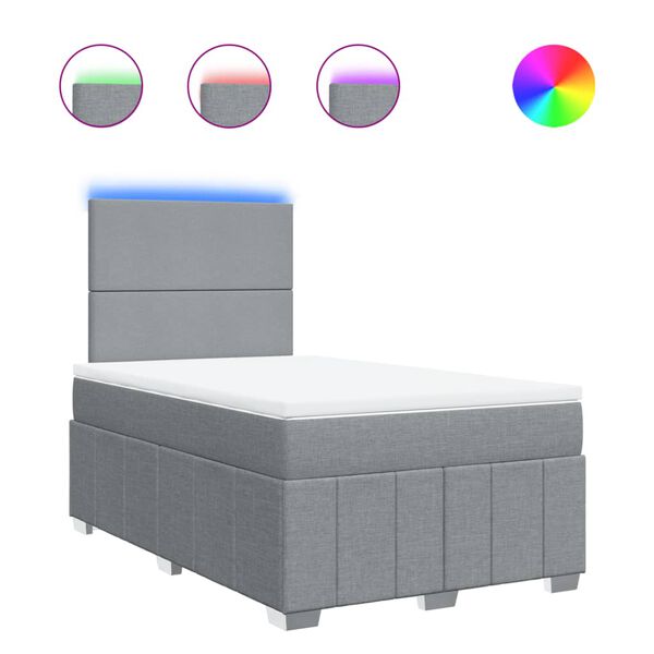 vidaXL Sommier &agrave; lattes de lit et matelas gris clair 120x190 cm tissu