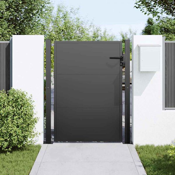 vidaXL Porte de Jardin Noir 110 x 130 cm Acier enduit de poudre