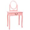 vidaXL Coiffeuse et tabouret Rose 65x36x128 cm Bois de paulownia MDF