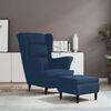 vidaXL Fauteuil &agrave; oreilles avec tabouret bleu velours
