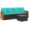 vidaXL Ensemble de canap&eacute; de jardin 5 pcs avec coussins noir r&eacute;sine tress&eacute;e
