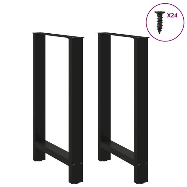 vidaXL Pieds de table de bar Noir 2 pi&egrave;ces 60 x (90-91) cm Acier