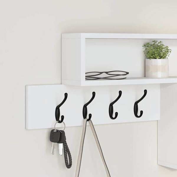 vidaXL Porte-manteau mural Blanc 100 x 12 x 43,5 cm Bois d'ing&eacute;nierie