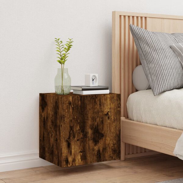 vidaXL Meuble TV mural ch&ecirc;ne fum&eacute; 40,5x30x40 cm bois d'ing&eacute;nierie