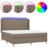 vidaXL Sommier &agrave; lattes de lit matelas et LED Taupe 180x200 cm Tissu