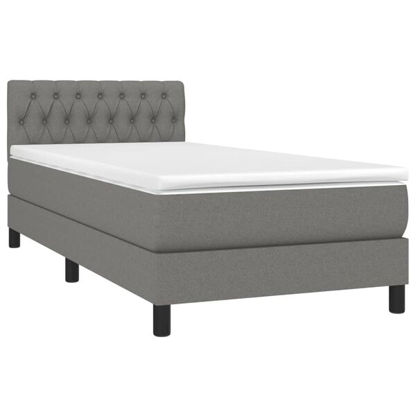 vidaXL Sommier à lattes de lit et matelas Gris foncé 90x190 cm Tissu