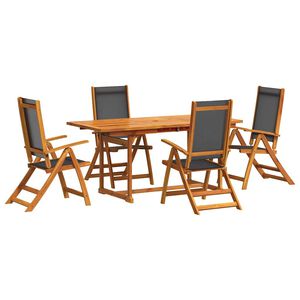 vidaXL Ensemble &agrave; manger de jardin 5pcs bois d'acacia solide textil&egrave;ne