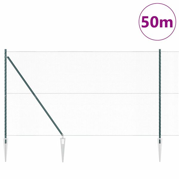 vidaXL Cl&ocirc;ture avec poteaux Vert 1.5 x 50 m Acier recouvert de PVC