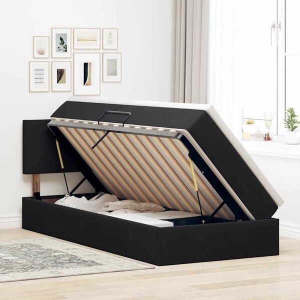 vidaXL Lit de Rangement avec matelas Noir 100 x 200 cm Velours