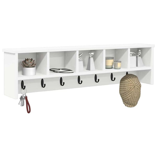 vidaXL Porte-manteau mural Blanc 100 x 16 x 26 cm Bois d'ing&eacute;nierie