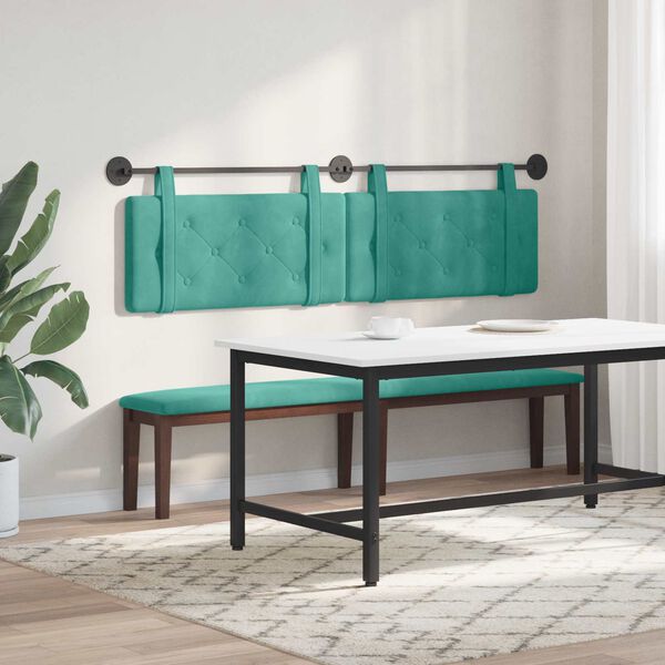 vidaXL T&ecirc;te de lit suspendue Turquoise 170 x 55 x 5 cm Velours