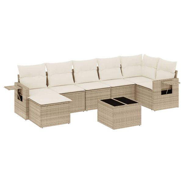 vidaXL Salon de jardin avec coussins 8 pcs beige r&eacute;sine tress&eacute;e