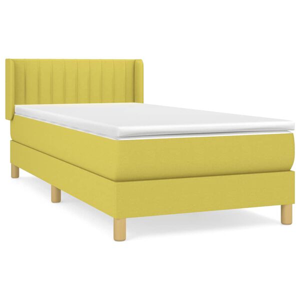vidaXL Sommier &agrave; lattes de lit avec matelas Vert 90x200 cm Tissu