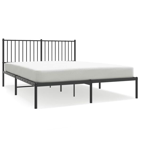 vidaXL Cadre de lit métal sans matelas avec tête de lit noir 150x200cm