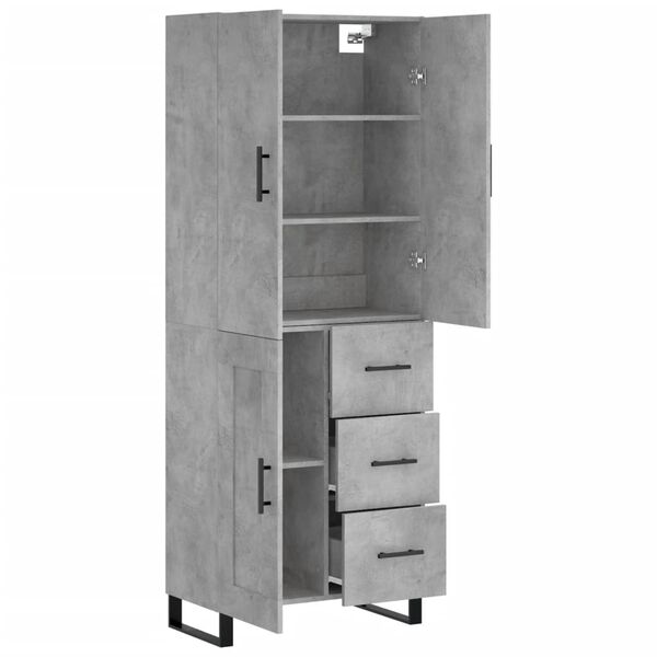 vidaXL Buffet haut Gris béton 69,5x34x180 cm Bois d'ingénierie