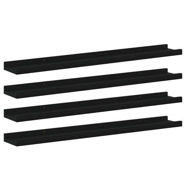 vidaXL &Eacute;tag&egrave;res murales 4 pcs Noir 80x9x3 cm