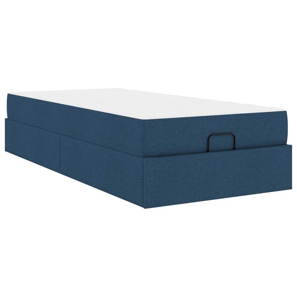 vidaXL Cadre de lit avec matelas avec matelas 2 pcs Bleu tissu