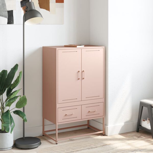 vidaXL Buffet haut rose 68x39x111,5 cm acier