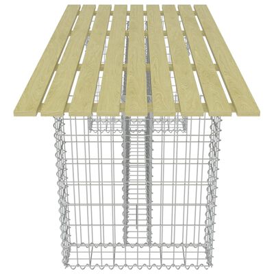 vidaXL Table de jardin avec gabion d'acier 180x90x74 cm Bois de pin