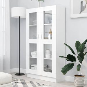 vidaXL Armoire &agrave; vitrine Blanc 82,5x30,5x150 cm Bois d'ing&eacute;nierie