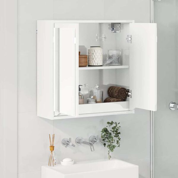 vidaXL Armoire Miroir de Salle de Bain Blanc brillant 60 x 20 x 60 cm