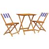 vidaXL Ensemble de bistro 3 pcs bleu et blanc tissu et bois massif
