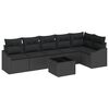 vidaXL Ensemble de Canap&eacute;s avec coussin 7 pcs Noir polyrotin