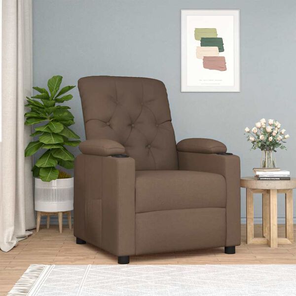 vidaXL Fauteuil inclinable Marron Tissu