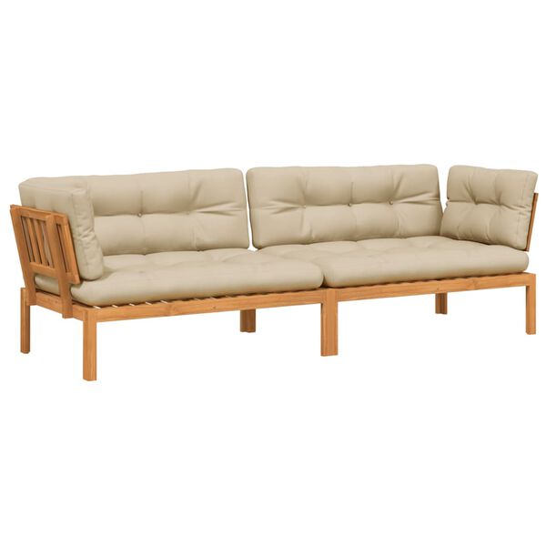 vidaXL Canap&eacute;s d'angle palette de jardin et coussins 2 pcs bois acacia