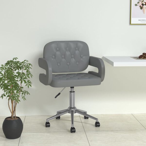 vidaXL Chaise pivotante de salle &agrave; manger Gris Similicuir