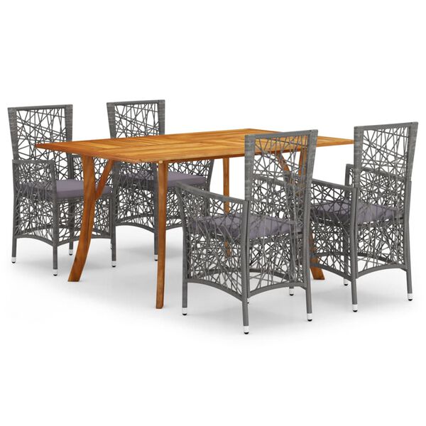 vidaXL Ensemble &agrave; manger de jardin 5 pcs Gris