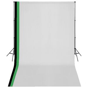 vidaXL Kit de studio photo et 3 toiles de fond réglables Coton 3x5 m