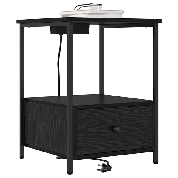 vidaXL Cabinet de chevet avec tiroir 2 pcs Ch&ecirc;ne noir 42 x 41 x 56 cm