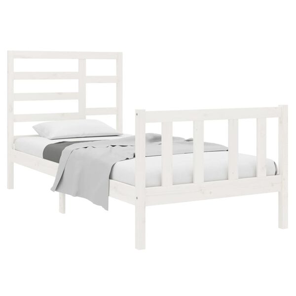 vidaXL Cadre de lit sans matelas blanc bois massif 75x190 cm