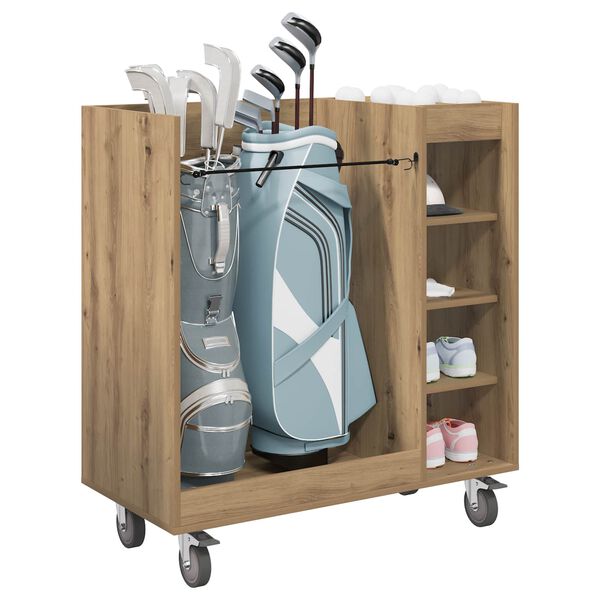 vidaXL Armoire de Golf avec roue Uni Ch&ecirc;ne artisanal 90 x 45 x 98 cm