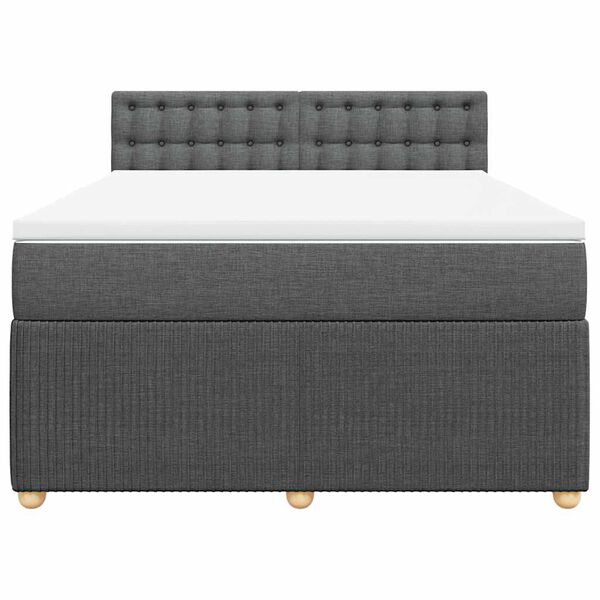 vidaXL Sommier &agrave; lattes de lit avec matelas Gris fonc&eacute; 140x200cm Tissu