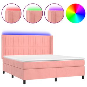 vidaXL Sommier &agrave; lattes de lit matelas et LED Rose 180x200 cm Velours