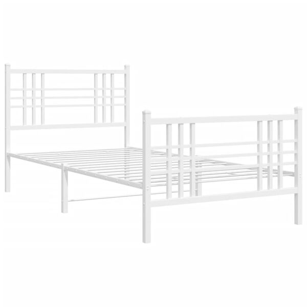 vidaXL Cadre de lit m&eacute;tal sans matelas avec pied de lit blanc 90x200cm