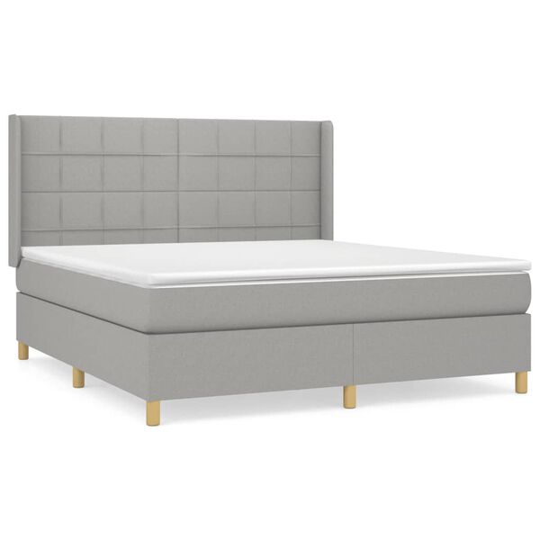 vidaXL Sommier &agrave; lattes de lit avec matelas Gris clair 180x200cm Tissu