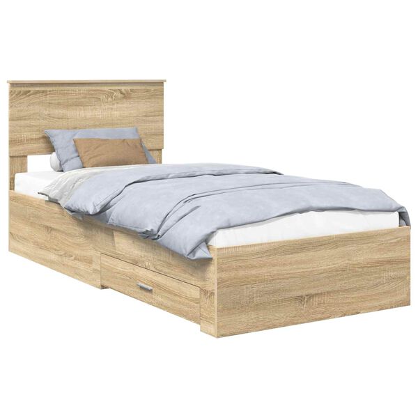 vidaXL Cadre de lit Ch&ecirc;ne Sonoma 90 x 190 cm Bois d'ing&eacute;nierie