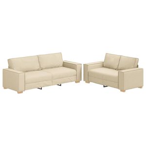 vidaXL Ensemble de canap&eacute; 2 pcs avec coussins en tissu cr&egrave;me