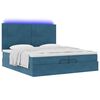 vidaXL Cadre de lit ottoman avec matelas bleu fonc&eacute; 200x200 cm velours