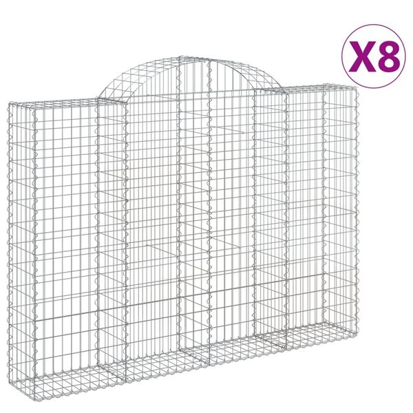 vidaXL Paniers à gabions arqués 8 pcs 200x30x140/160 cm Fer galvanisé