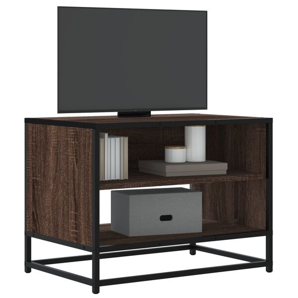 vidaXL Meuble TV ch&ecirc;ne marron 61x40x46 cm bois d'ing&eacute;nierie et m&eacute;tal