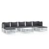 vidaXL Salon de jardin 8 pcs avec coussins blanc acier