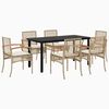vidaXL Ensemble &agrave; manger de jardin et coussins 7 pcs beige poly rotin