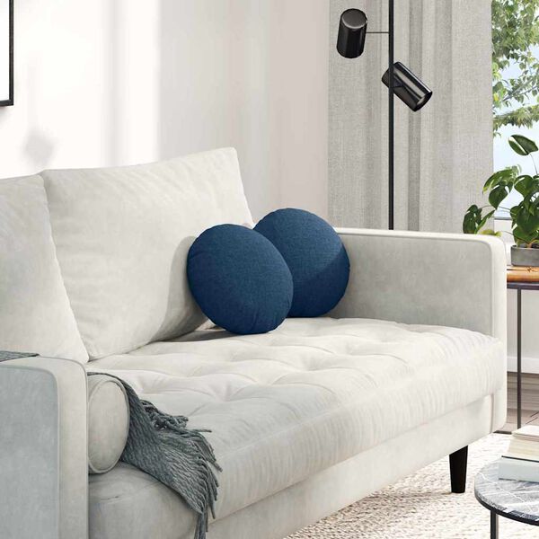 vidaXL Coussins de si&egrave;ge 2 pcs Bleu &Oslash;30 x 13 cm tissu