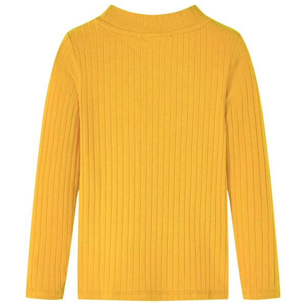 T-shirt enfants &agrave; manches longues tricot c&ocirc;tel&eacute; ocre fonc&eacute; 92
